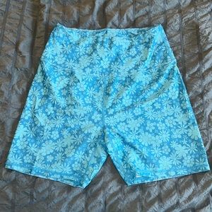 PacSun LA Hearts Blue Floral Print Biker Shorts